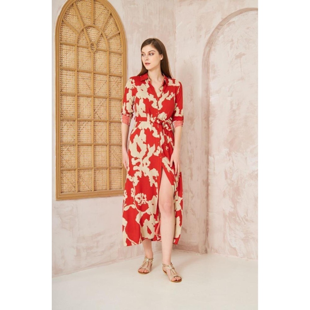 Pasaklı Giyim Pasaklı Giyim Kadın %100 Viskon Elbise Kırmızı - Premium Kadın Giyim