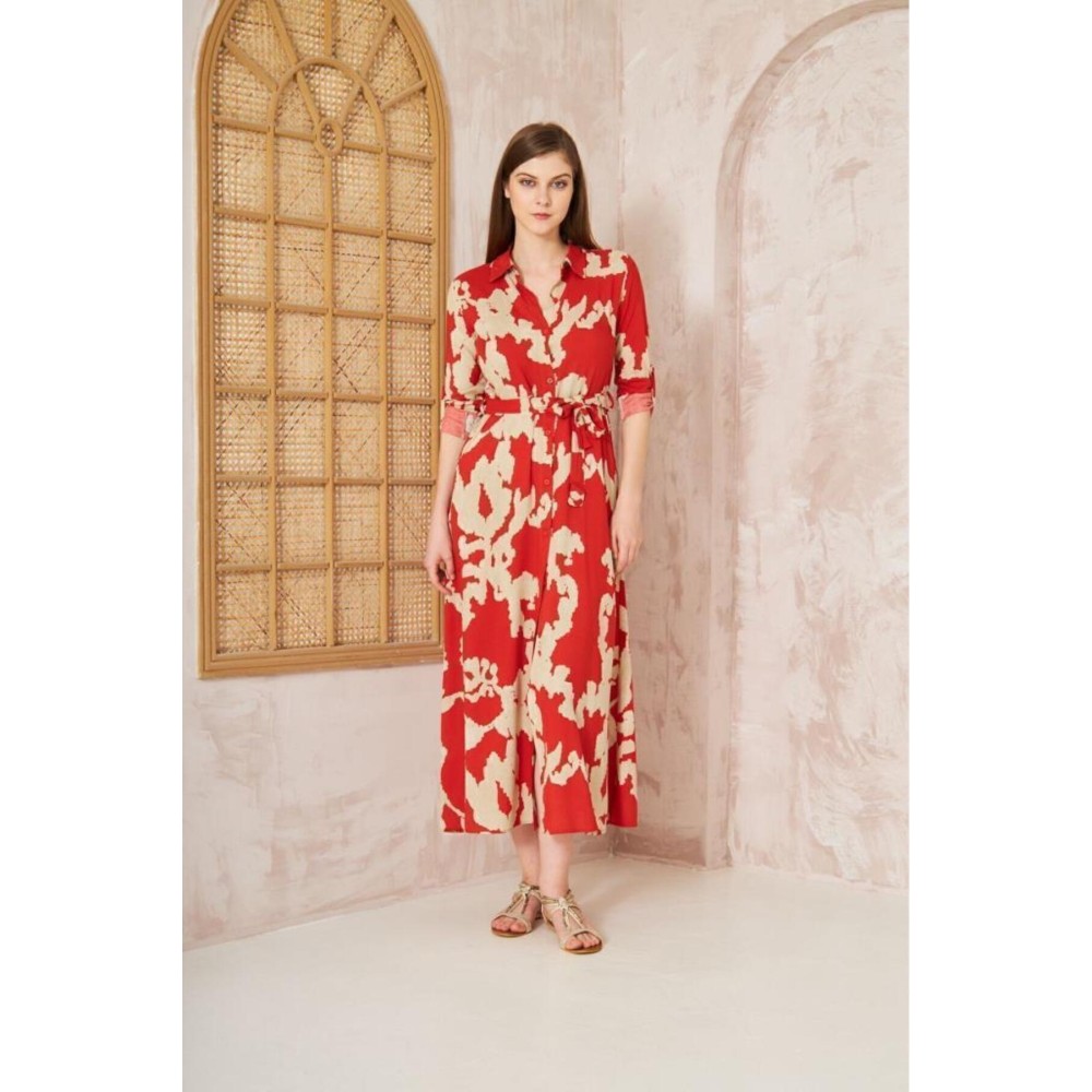 Pasaklı Giyim Pasaklı Giyim Kadın %100 Viskon Elbise Kırmızı - Premium Kadın Giyim