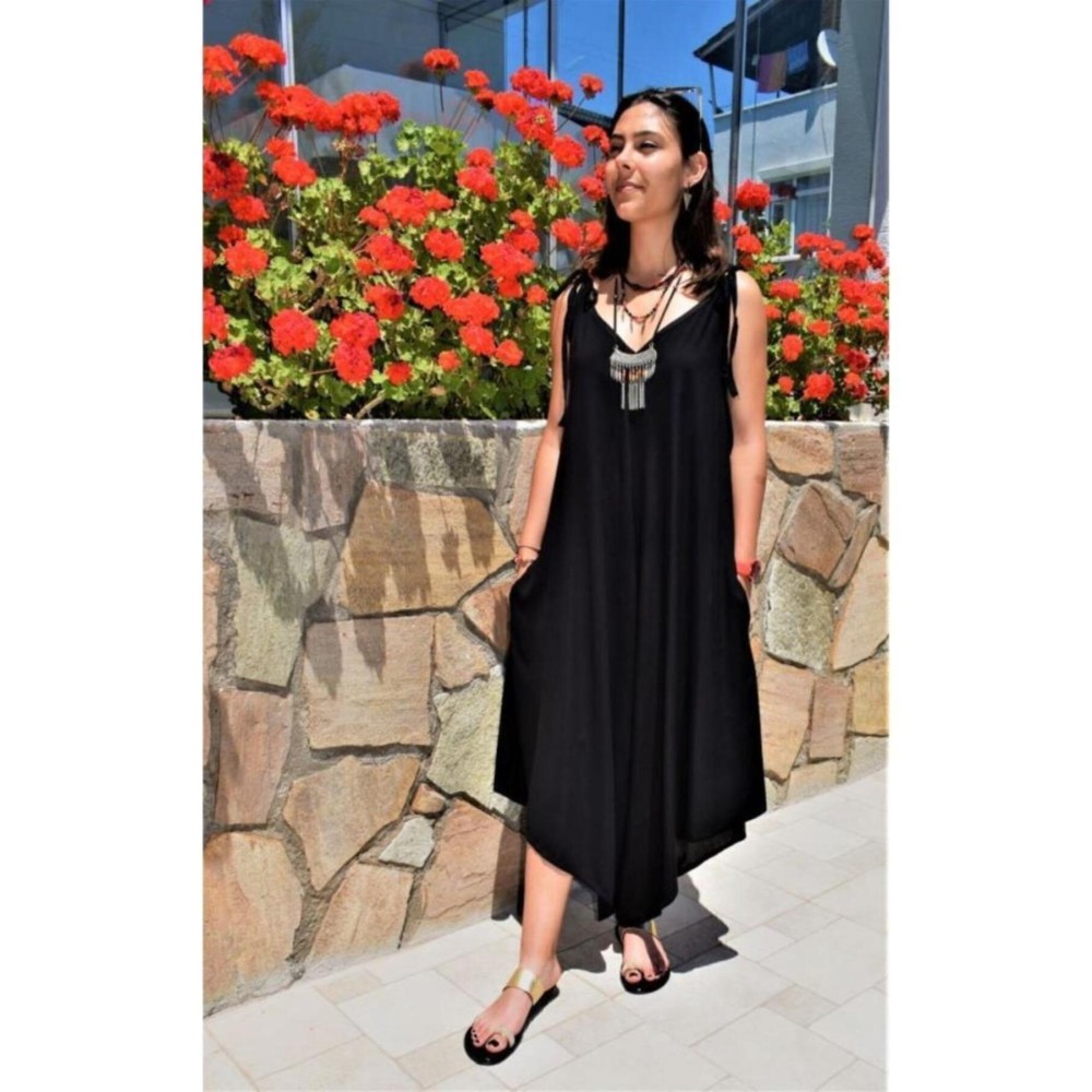 Pasaklı Giyim Pasaklı Giyim Kadın Viskon Pantolon Etek Tulum Siyah - Premium Kadın Giyim