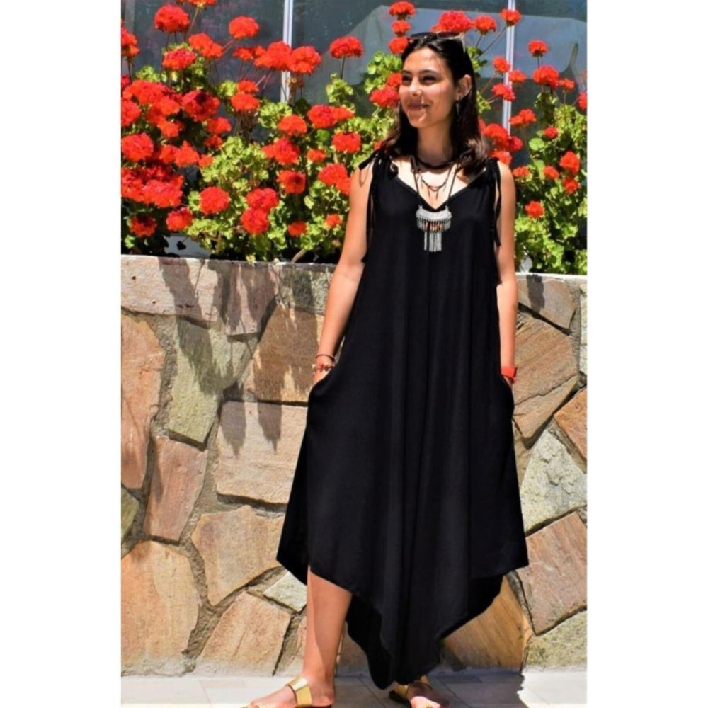 Pasaklı Giyim Pasaklı Giyim Kadın Viskon Pantolon Etek Tulum Siyah - Premium Kadın Giyim