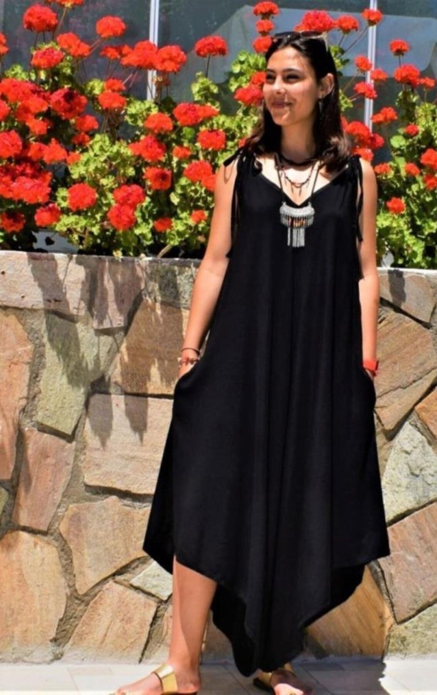 Pasaklı Giyim Kadın Viskon Pantolon Etek Tulum H5002308 Siyah