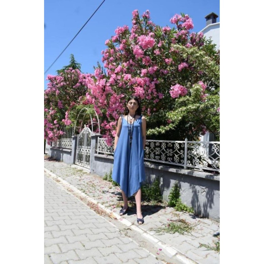 Pasaklı Giyim Pasaklı Giyim Kadın Viskon Pantolon Etek Tulum İndigo - Premium Kadın Giyim