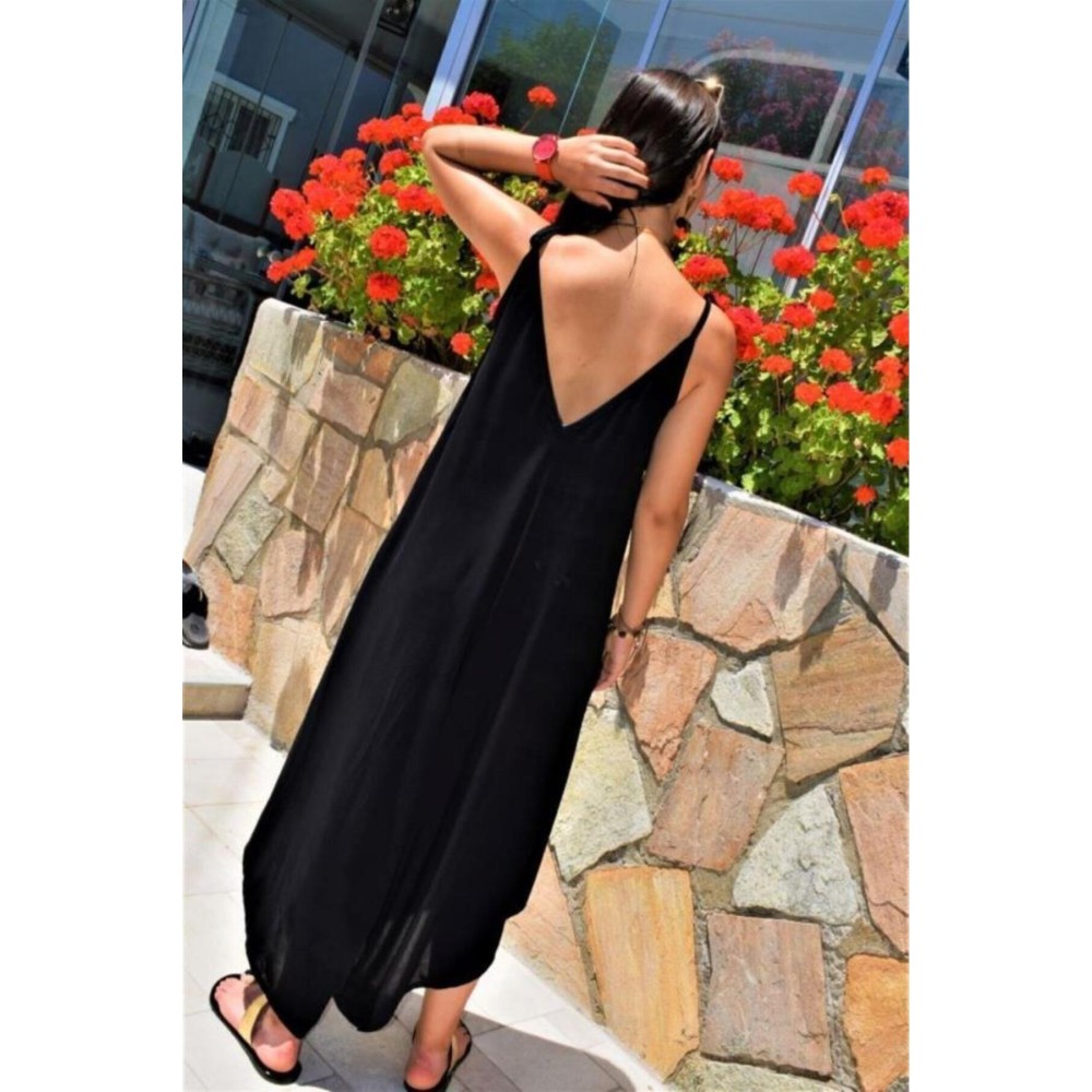 Pasaklı Giyim Pasaklı Giyim Kadın Viskon Pantolon Etek Tulum Siyah - Premium Kadın Giyim