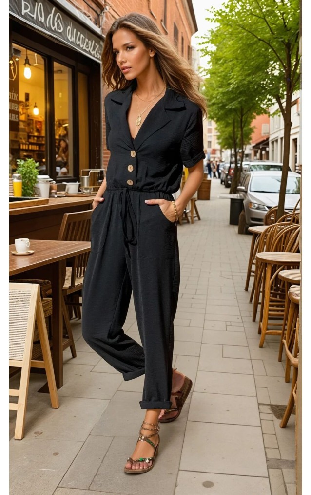 Pasaklı Giyim Kadın Beli Büzgülü Tulum 2622462 Siyah