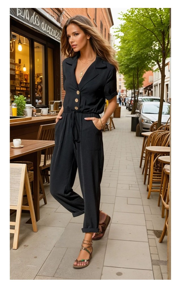 Pasaklı Giyim Kadın Beli Büzgülü Tulum 2622462 Siyah