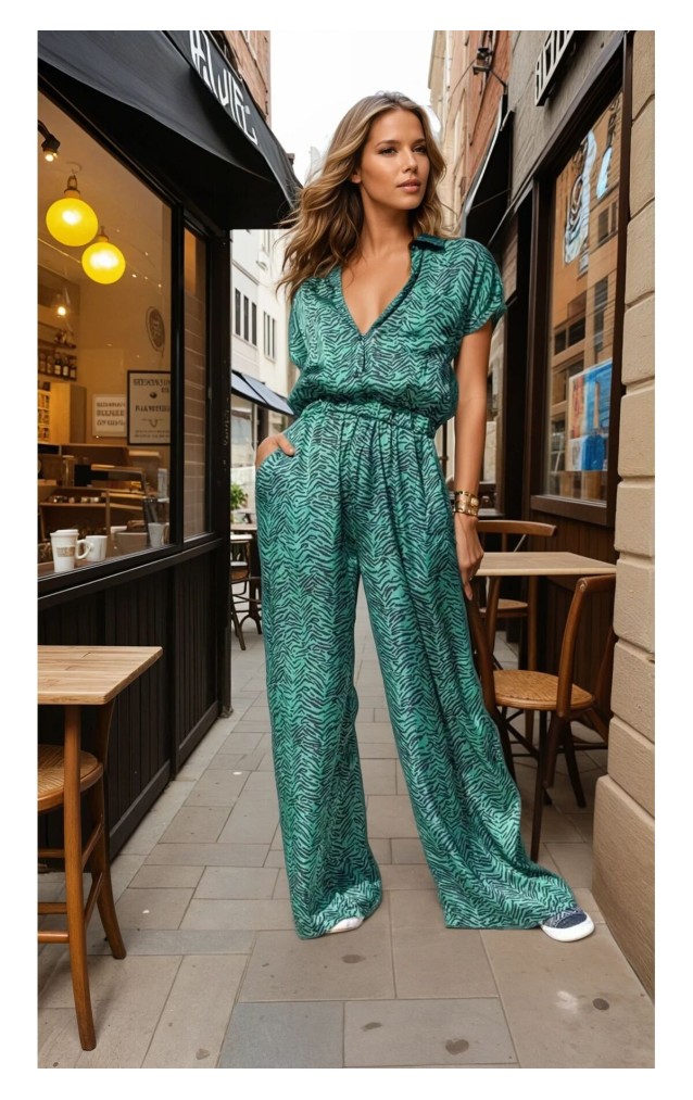 Pasaklı Giyim Kadın Beli Lastikli Saten Tulum  3235451 Zümrüt