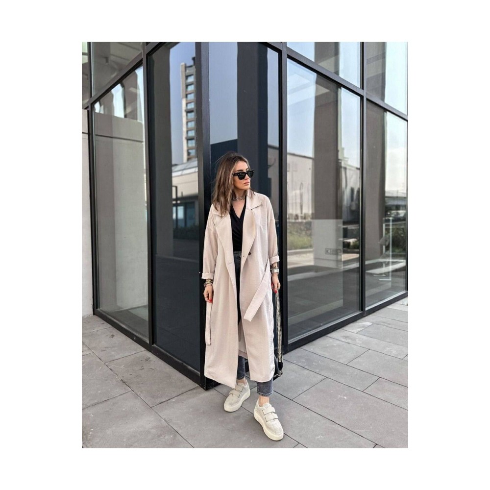 Pasaklı Giyim Pasaklı Giyim Kadın Ekstra Oversize Trençkot Taş - Premium Kadın Giyim