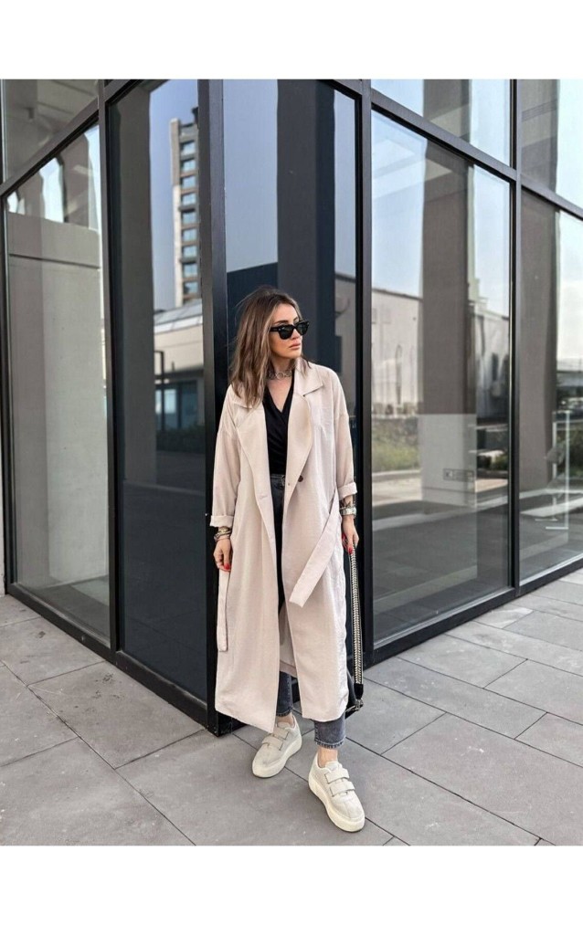 Pasaklı Giyim Kadın Ekstra Oversize Trençkot 3335451 Taş
