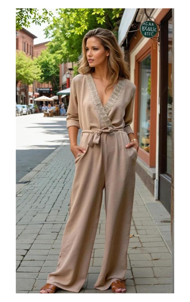 Pasaklı Giyim Kadın Hasır Detaylı Tulum 2946462 Bej