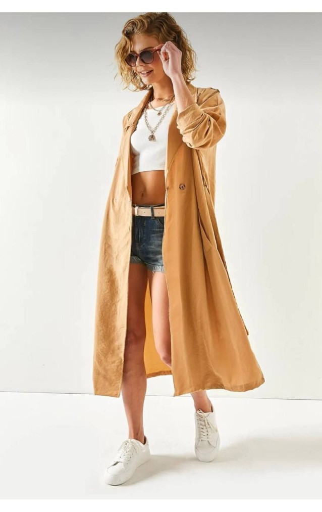 Pasaklı Giyim Kadın Ekstra Oversize Trençkot 3335451 Taba