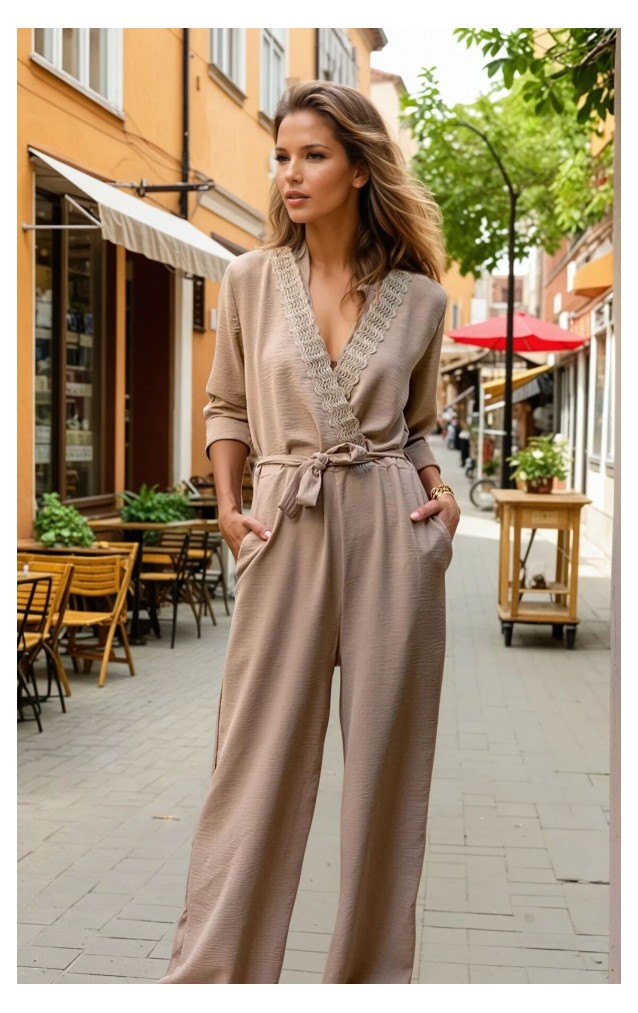 Pasaklı Giyim Kadın Hasır Detaylı Tulum 2946462 Bej