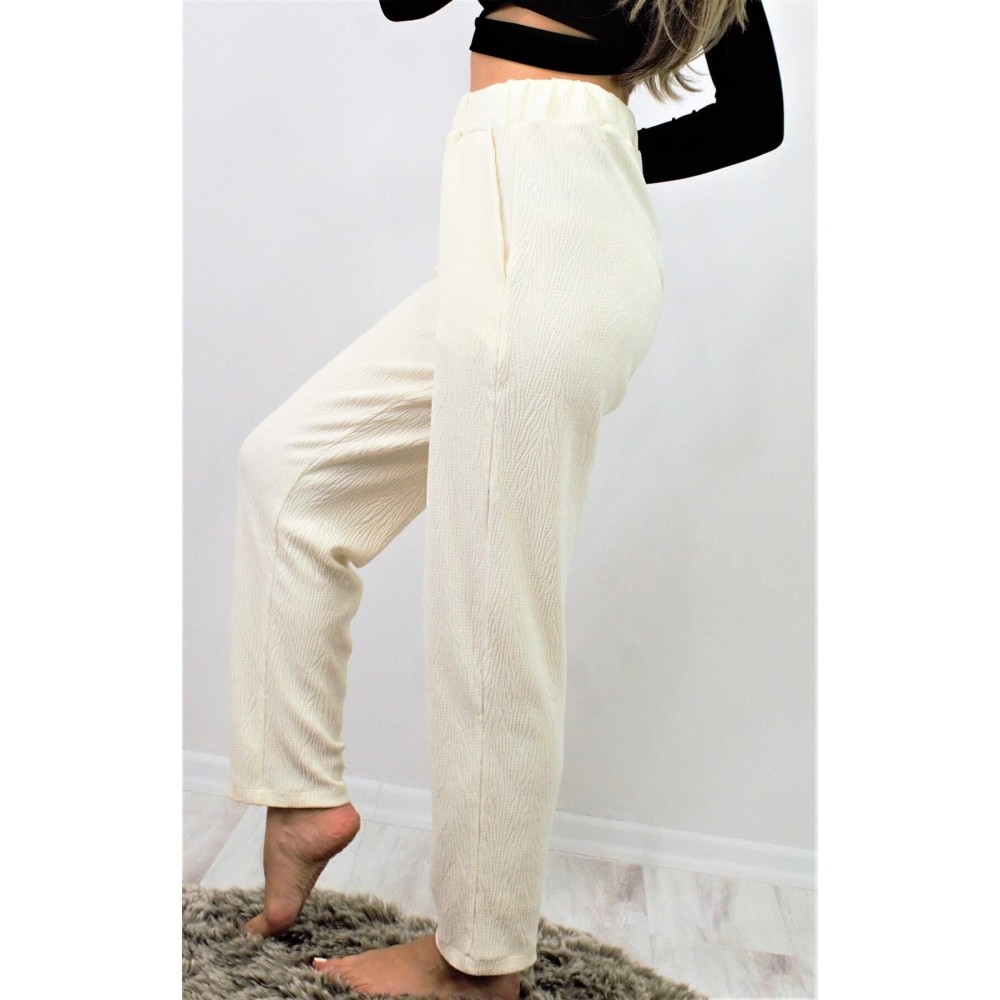 Pasaklı Giyim Pasaklı Giyim Yumuşak Doku Rahat Pantolon Ekru - Premium Kadın Giyim