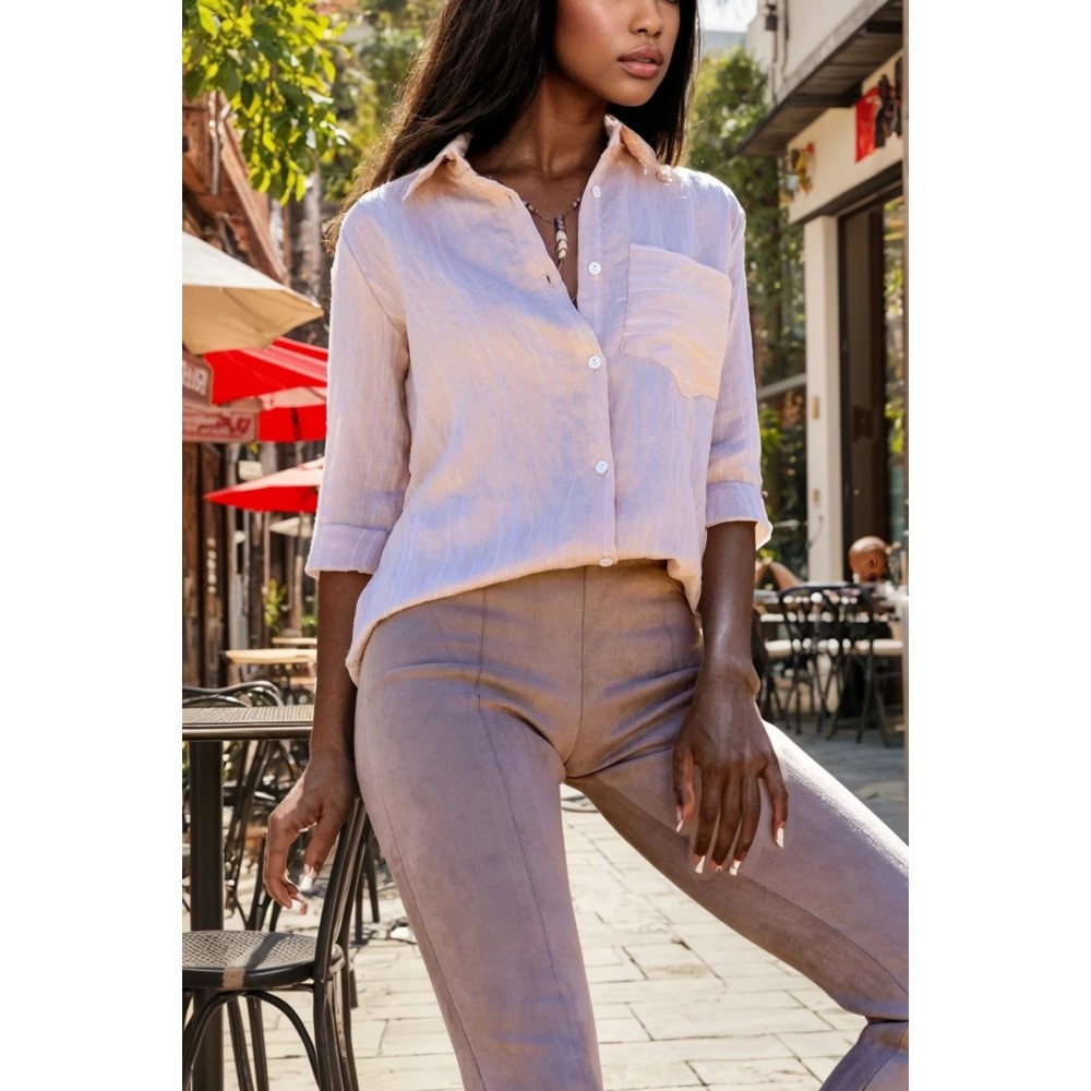 Pasaklı Giyim Pasaklı Giyim Kadın Çizgili Gömlek Taş - Premium Kadın Giyim