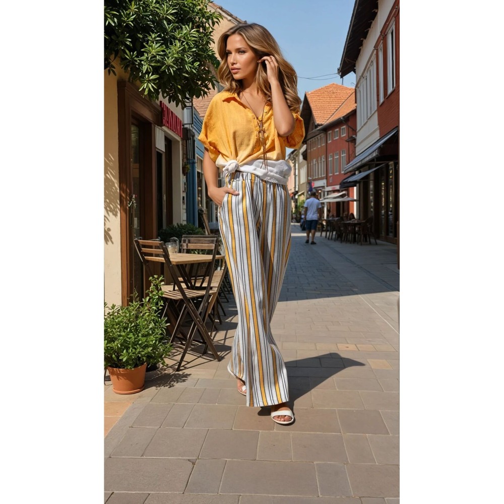 Pasaklı Giyim Pasaklı Giyim Kadın Beli Lastikli Pantolon Hardal - Premium Kadın Giyim