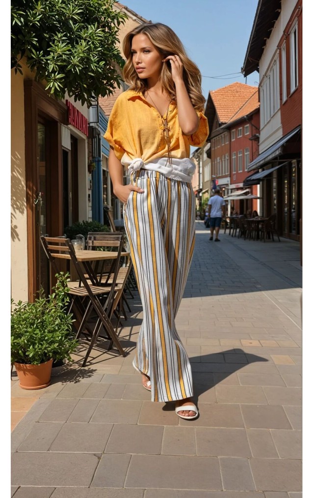 Pasaklı Giyim Kadın Beli Lastikli Pantolon 3258200 Hardal