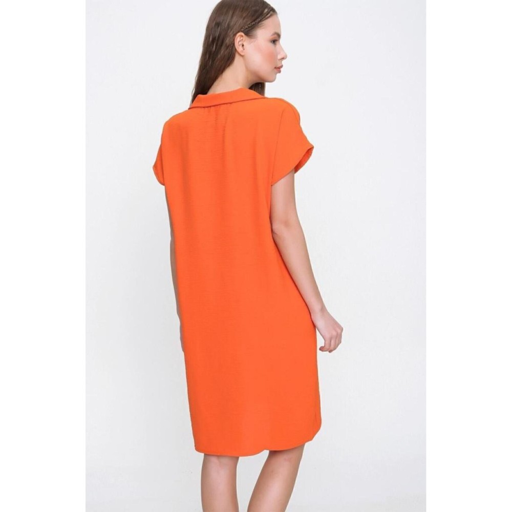 Pasaklı Giyim Pasaklı Giyim Kadın Polo Yaka Elbise Turuncu - Premium Kadın Giyim