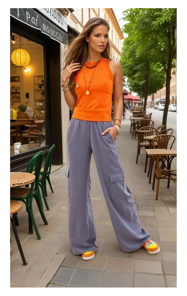 Pasaklı Giyim Kadın Kaliteli Yumuşak Kupra Kumaş Cepli Beli Lastikli Bol Paça Kargo Pantolon Gri 3600308