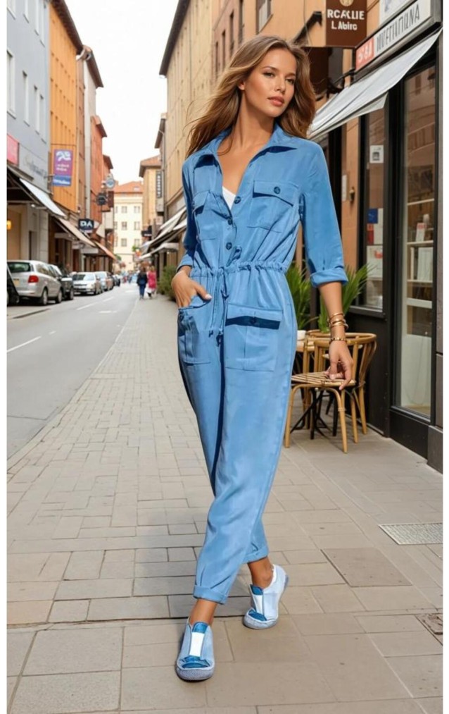 Pasaklı Giyim Kadın Safari Tulum Oversize 3164506 İndigo