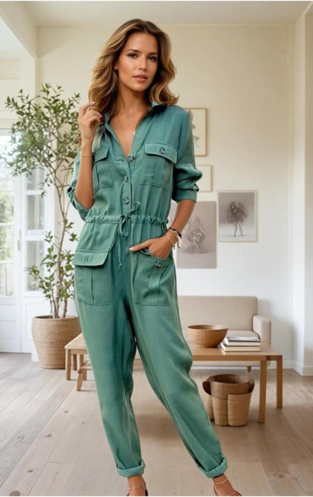 Pasaklı Giyim Kadın Safari Tulum Oversize 3164506 Zümrüt