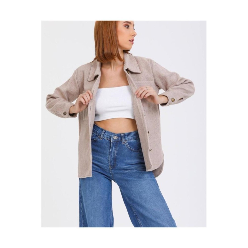 Pasaklı Giyim Pasaklı Giyim Kadın Yün Gömlek Taş - Premium Kadın Giyim