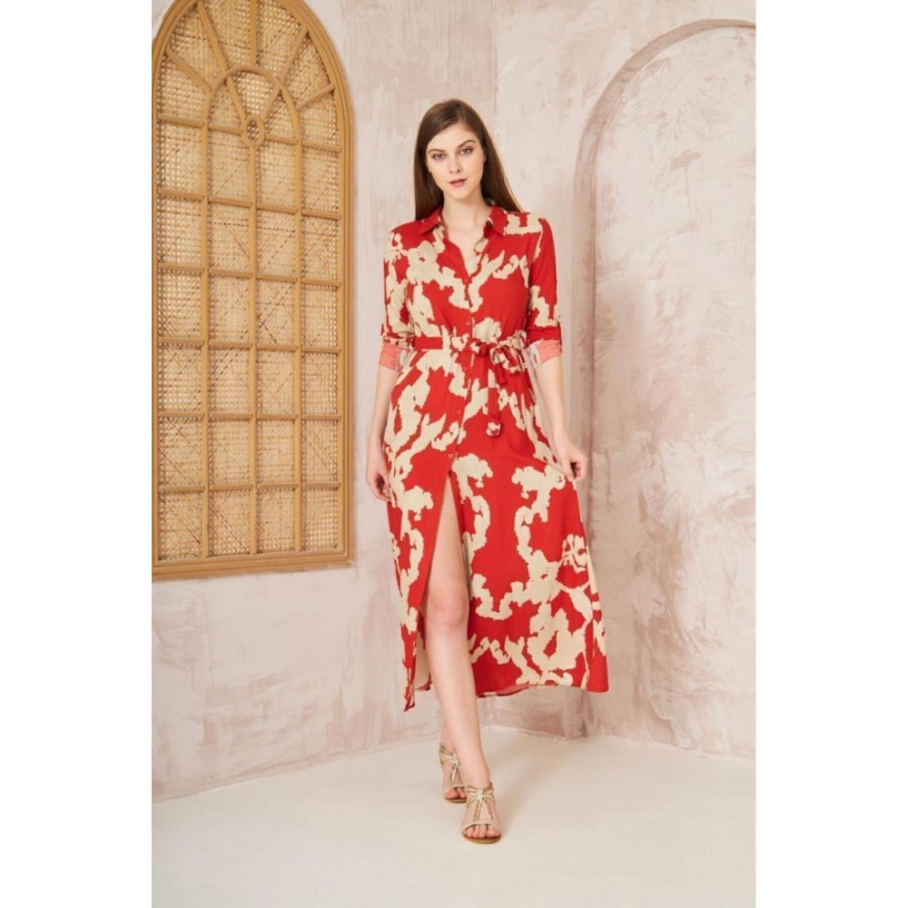 Pasaklı Giyim Pasaklı Giyim Kadın %100 Viskon Elbise Kırmızı - Premium Kadın Giyim