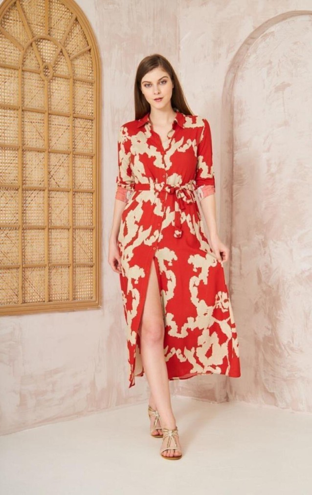 Pasaklı Giyim Kadın %100 Viskon Elbise 3413440 Kırmızı