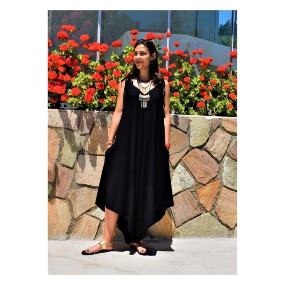 Pasaklı Giyim Pasaklı Giyim Kadın Viskon Pantolon Etek Tulum Siyah - Premium Kadın Giyim