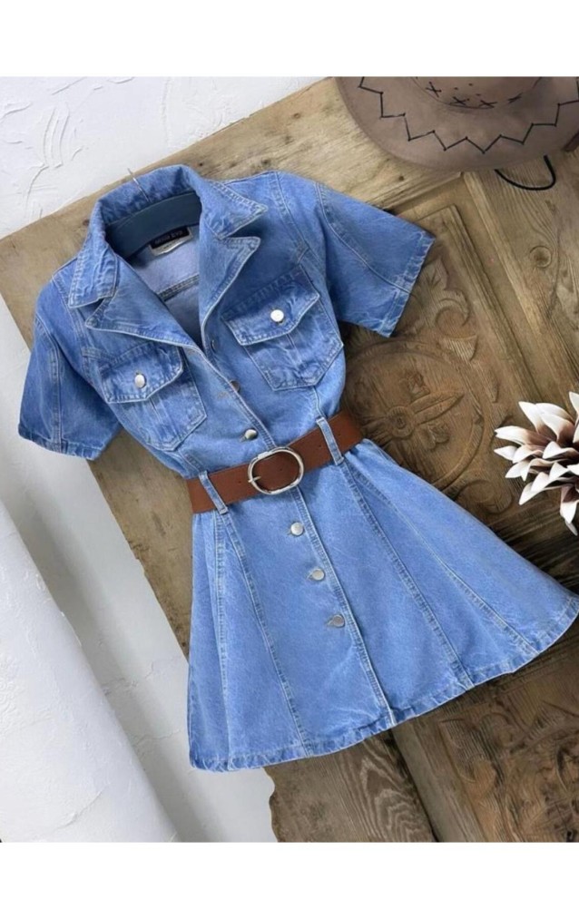 Pasaklı Giyim Kadın Mini Kot Elbise KT-0090 Mavi