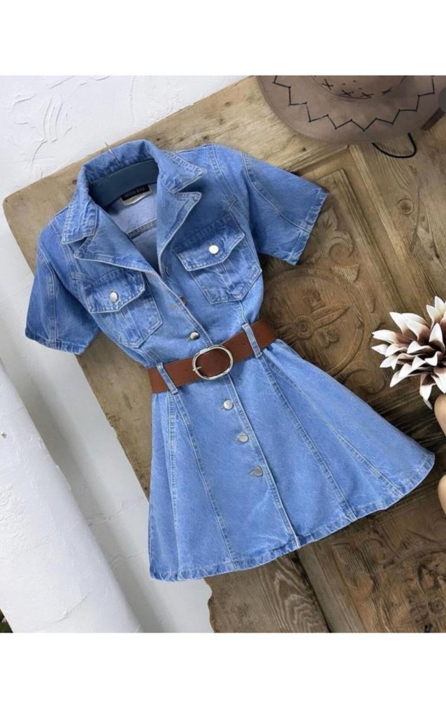 Pasaklı Giyim Kadın Mini Kot Elbise KT-0090 Mavi