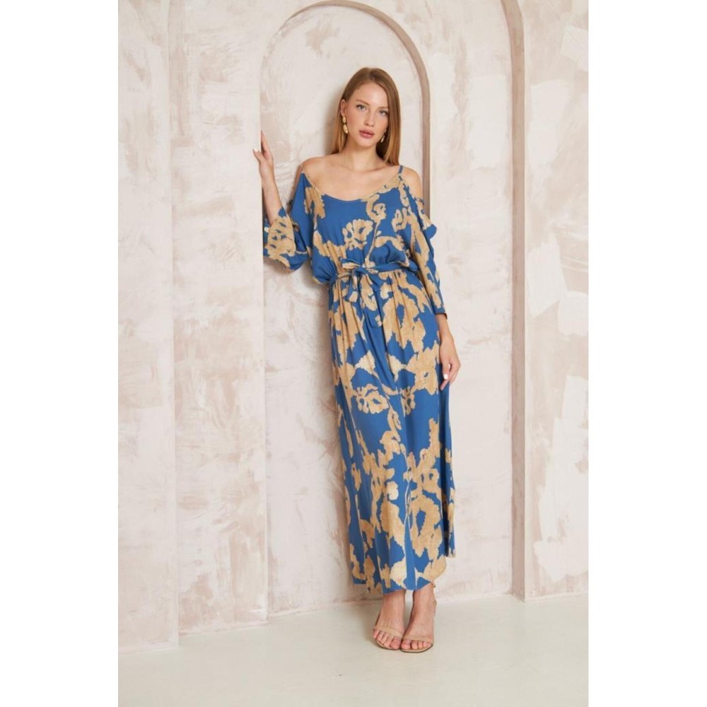 Pasaklı Giyim Pasaklı Giyim Kadın Omuz Dekolte Elbise İndigo - Premium Kadın Giyim