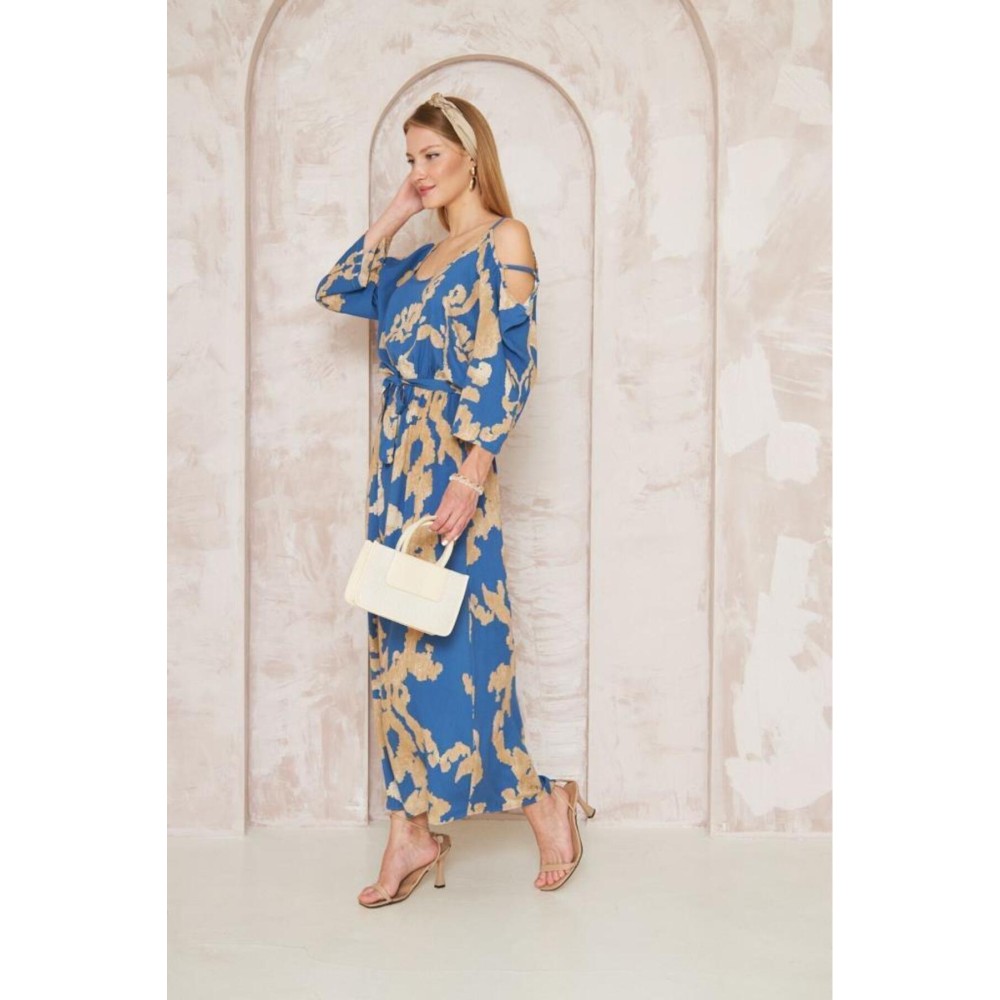 Pasaklı Giyim Pasaklı Giyim Kadın Omuz Dekolte Elbise İndigo - Premium Kadın Giyim