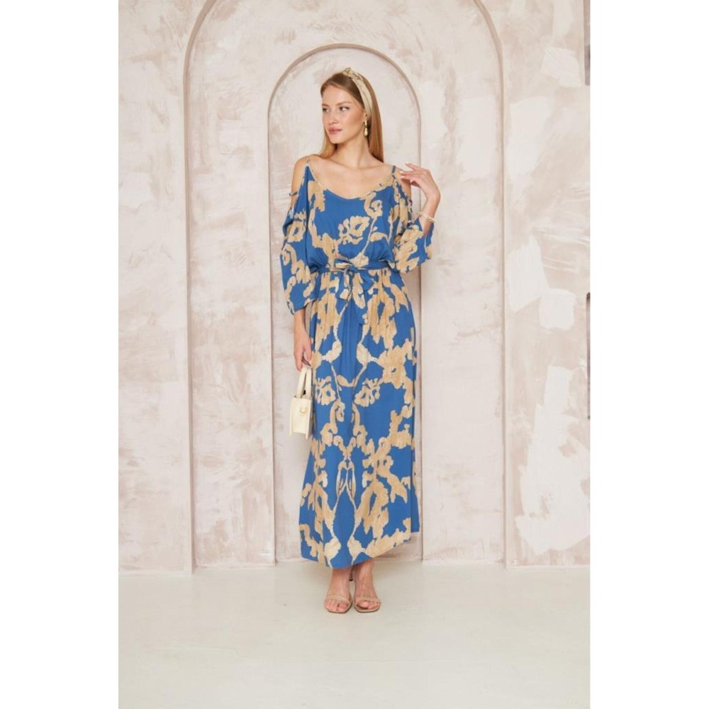 Pasaklı Giyim Pasaklı Giyim Kadın Omuz Dekolte Elbise İndigo - Premium Kadın Giyim