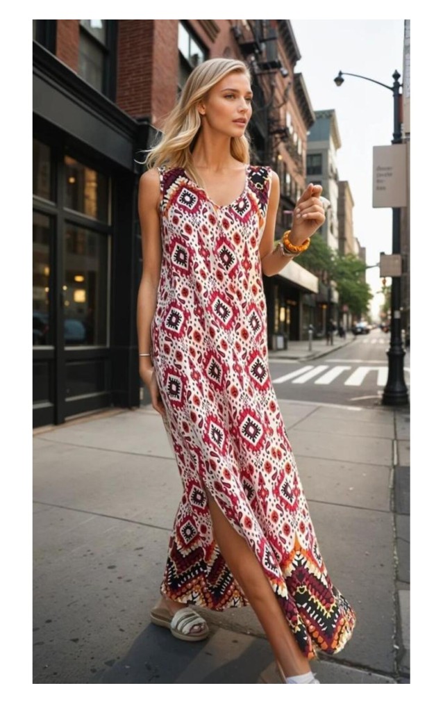 Pasaklı Giyim Kadın Viskon Bohem Elbise 3650286 Kırmızı