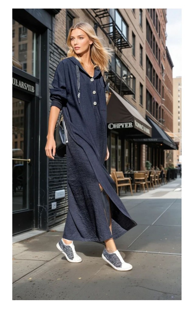 Pasaklı Giyim Kadın Sırtı Baskılı Kapüşonlu Elbise 3225550 Siyah