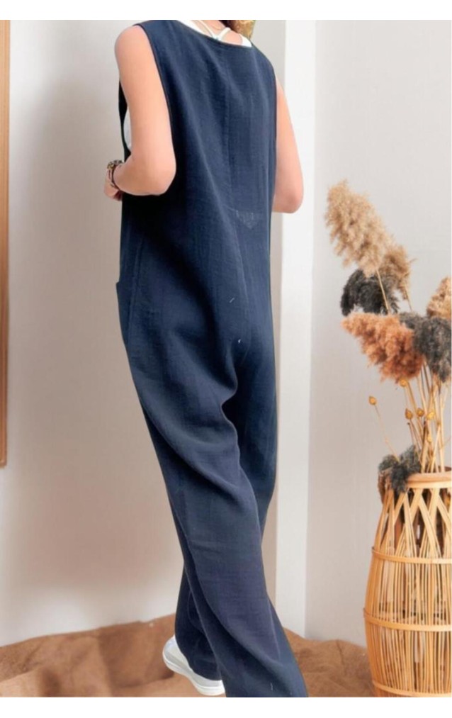 Pasaklı Giyim Kadın %100 Pamuk Müslin Tulum 3613460 Siyah