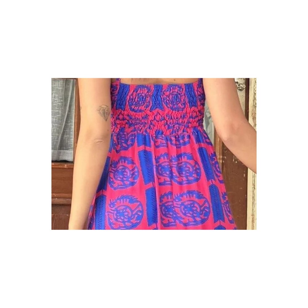 Pasaklı Giyim Pasaklı Giyim Kadın Sırtı Lastikli Viskon Elbise Fuşya - Premium Kadın Giyim