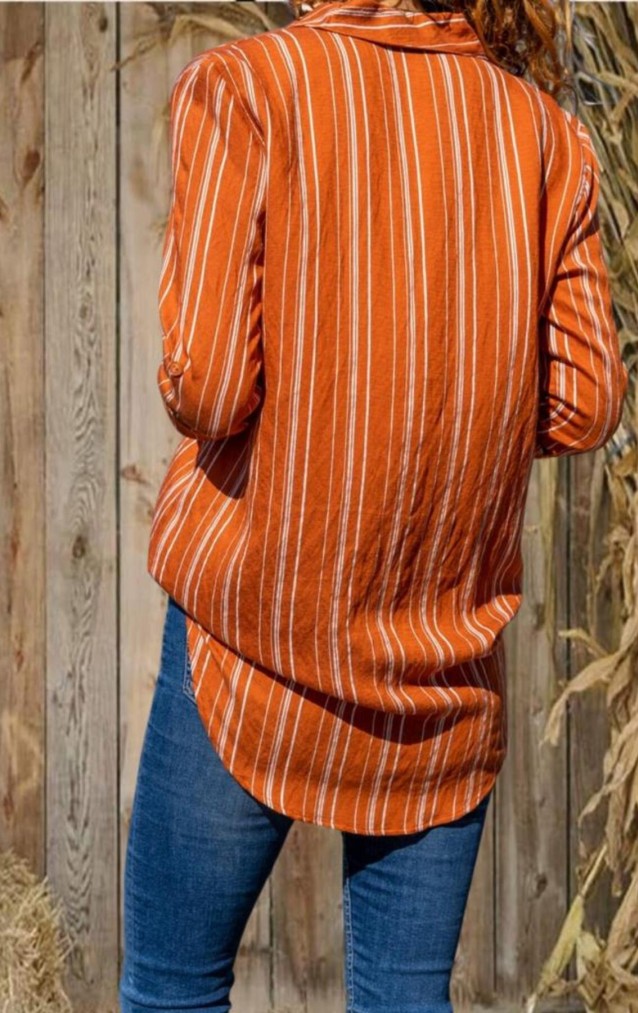 Pasaklı Giyim Kadın Çizgili Gömlek 3266190 Kiremit