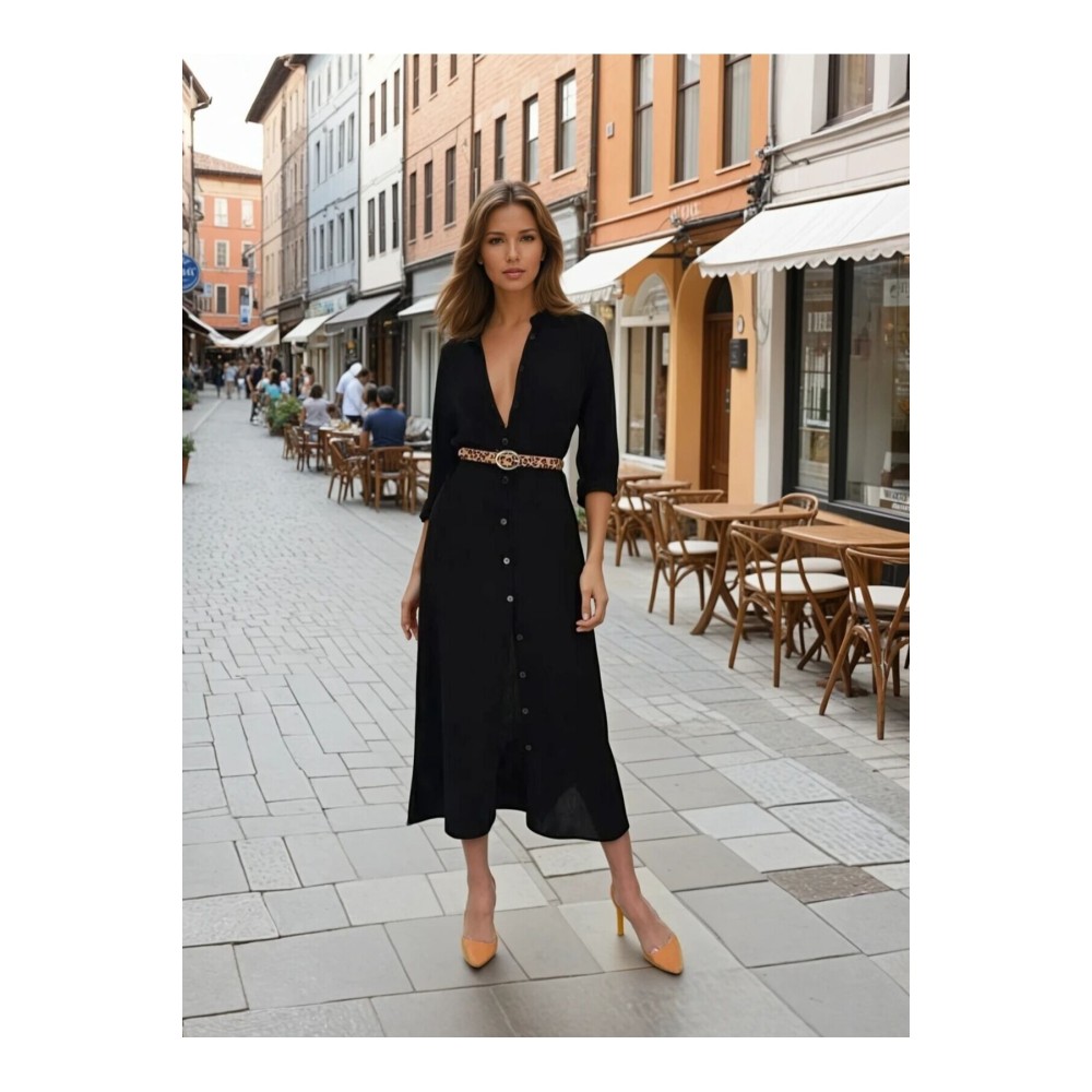 Pasaklı Giyim Pasaklı Giyim Kadın %100 Viskon Tam Boy Gömlek Elbise -1490363 Siyah - Premium Kadın Giyim