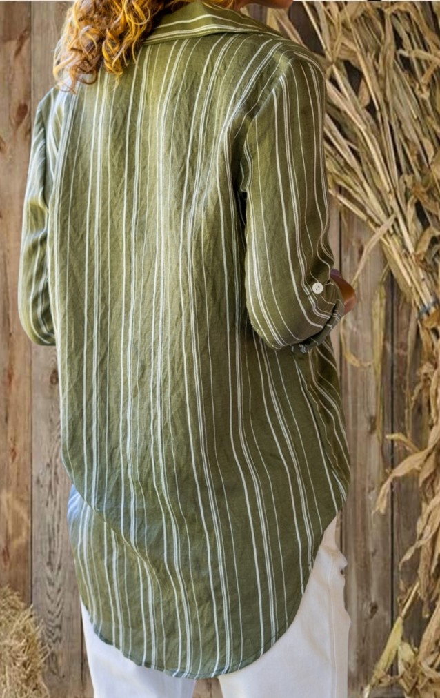 Pasaklı Giyim Kadın Çizgili Gömlek 3266190 Haki