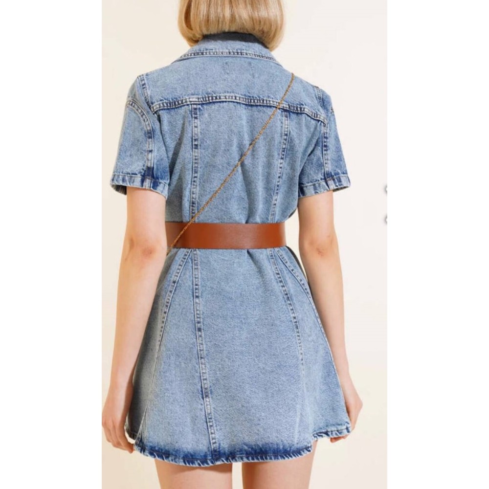 Pasaklı Giyim Pasaklı Giyim Kadın Mini Kot Elbise KT- Açık Mavi - Premium Kadın Giyim