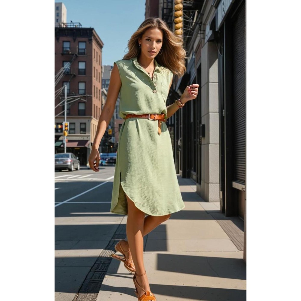 Pasaklı Giyim Pasaklı Giyim Kadın Derin Yırtmaçlı Elbise Haki - Premium Kadın Giyim