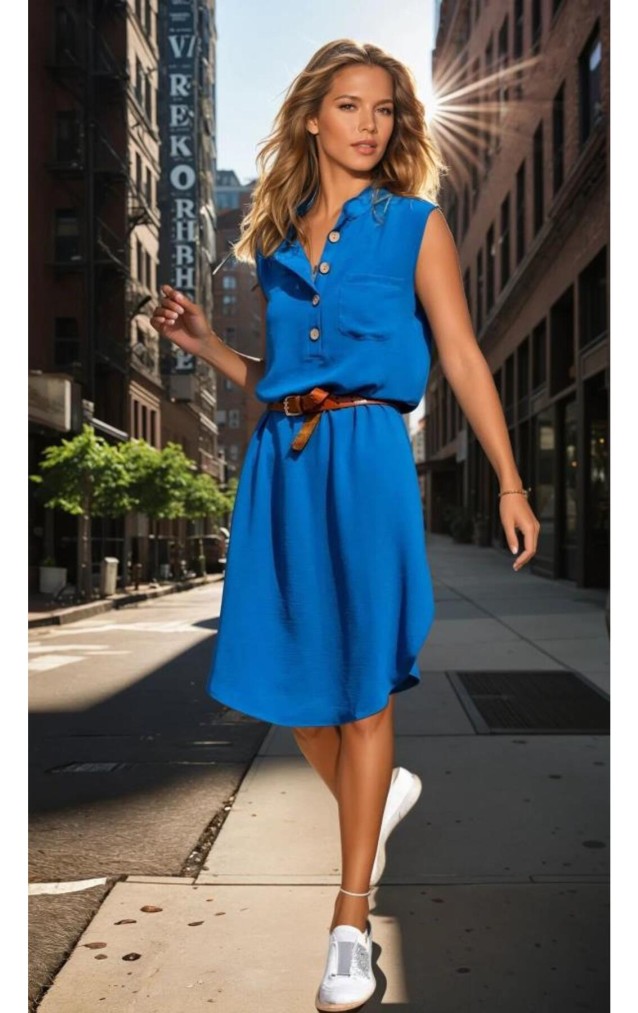 Pasaklı Giyim Kadın Derin Yırtmaçlı Elbise 3138253 İndigo