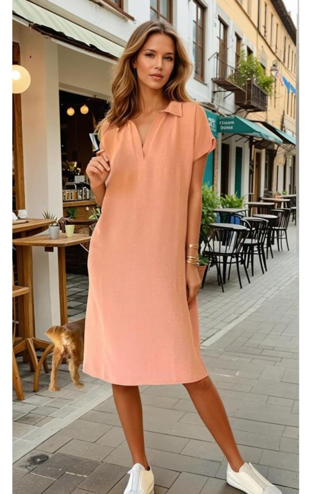 Pasaklı Giyim Kadın Polo Yaka Elbise 2883310 Pudra