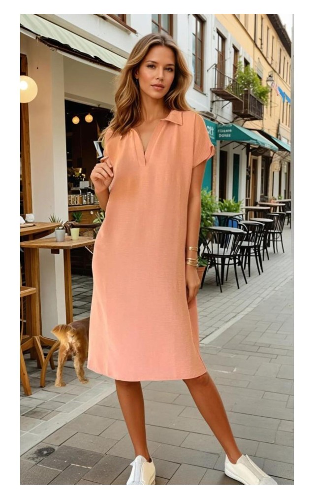 Pasaklı Giyim Kadın Polo Yaka Elbise 2883310 Pudra