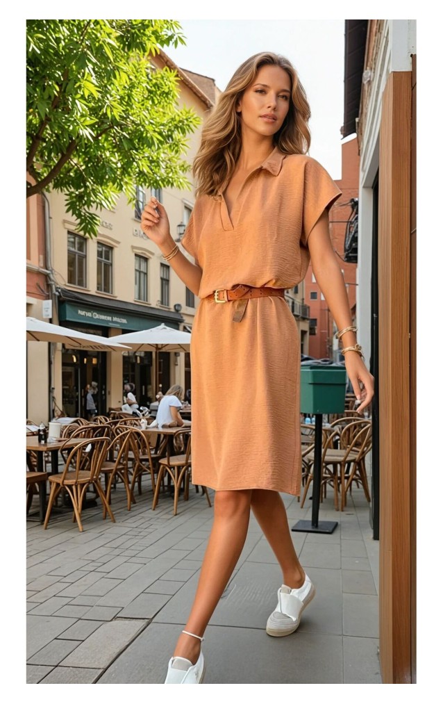 Pasaklı Giyim Kadın Polo Yaka Elbise 2883310 Taba