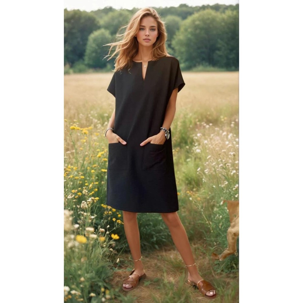 Pasaklı Giyim Pasaklı Giyim Kadın Özel Doku Giy Çık Midi Elbise Siyah - Premium Kadın Giyim