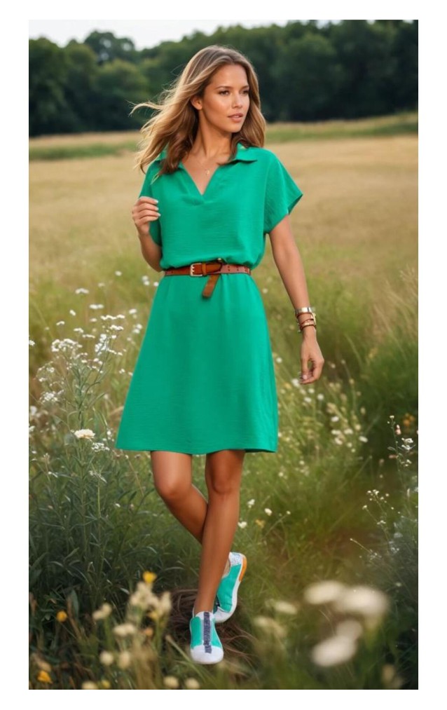 Pasaklı Giyim Kadın Polo Yaka Elbise 2883310 Yeşil