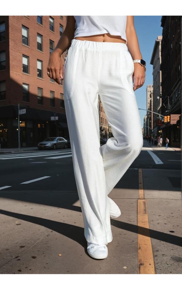Pasaklı Giyim Kadın Keten Dokulu Pantolon 2933330 Beyaz