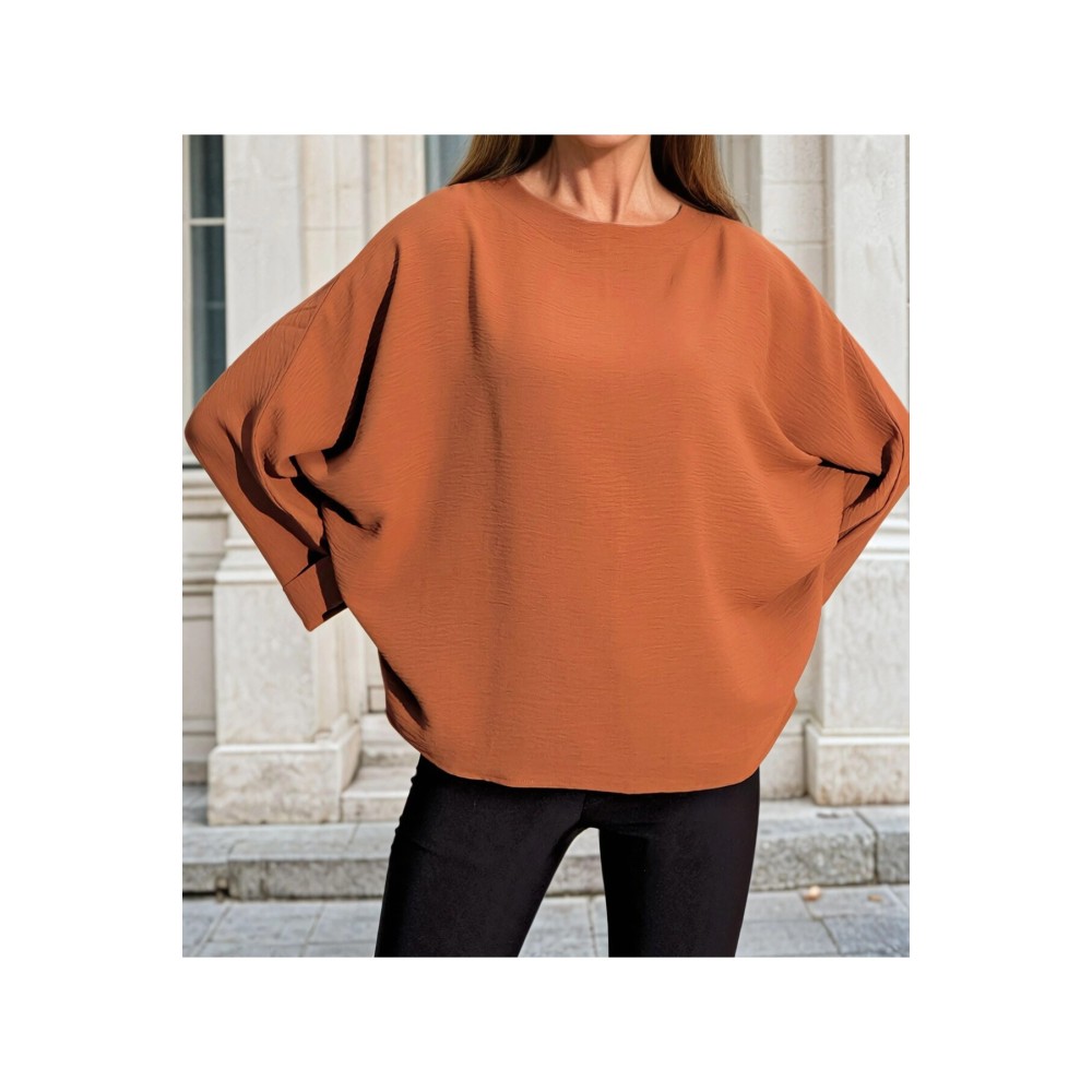 Pasaklı Giyim Pasaklı Giyim Kadın Yarasa Duble Kol Ekstra Oversize Bluz Taba - Premium Kadın Giyim