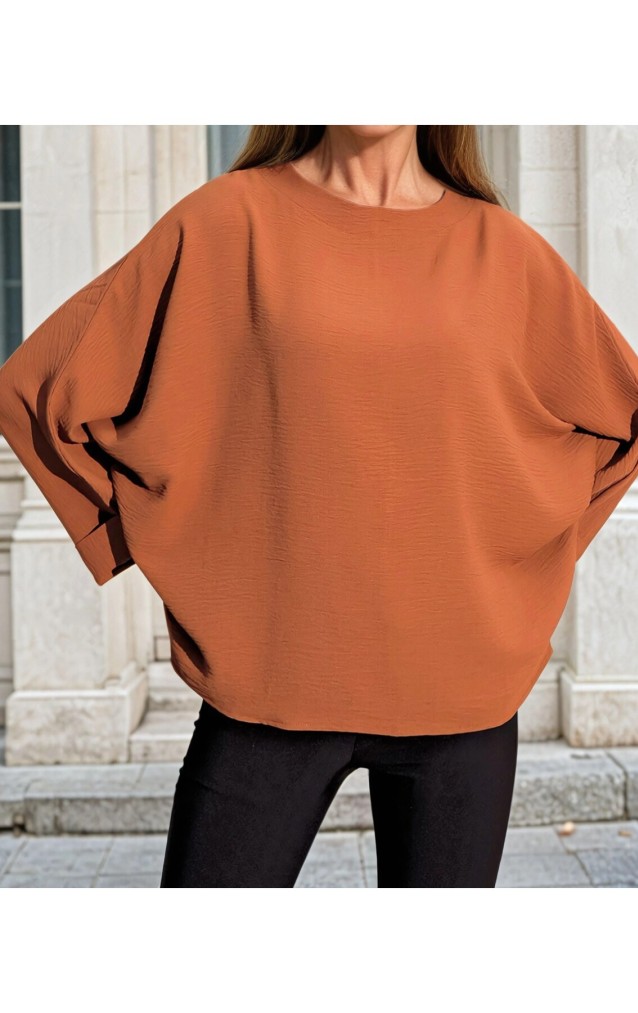 Pasaklı Giyim Kadın Yarasa Duble Kol Ekstra Oversize Bluz 2943308 Taba